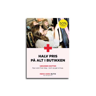 Plakat: Halv pris på alt i butikken