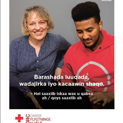 Hæfte: "Sprogtræning, samvær og støtte til job – få en frivillig ven/venskabsfamilie" (somali)