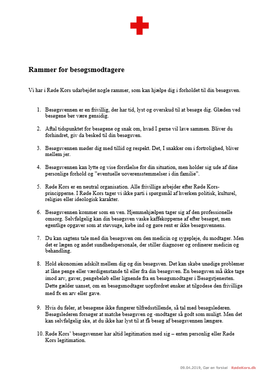 Rammer for besøgsmodtagere