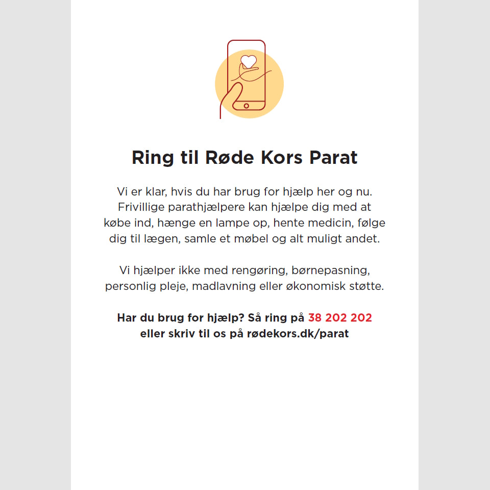 Røde Kors Parat modtager-postkort: Har du brug for en hjælpende hånd?