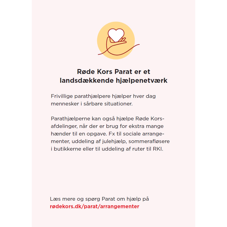 Røde Kors Parat arrangementer-postkort: Få hjælp af Parat, når I mangler ekstra hænder