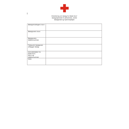 Orientering om besøg fra Røde Kors besøgstjenesten